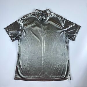 Vintage Disco Metallic Mock Neck Top